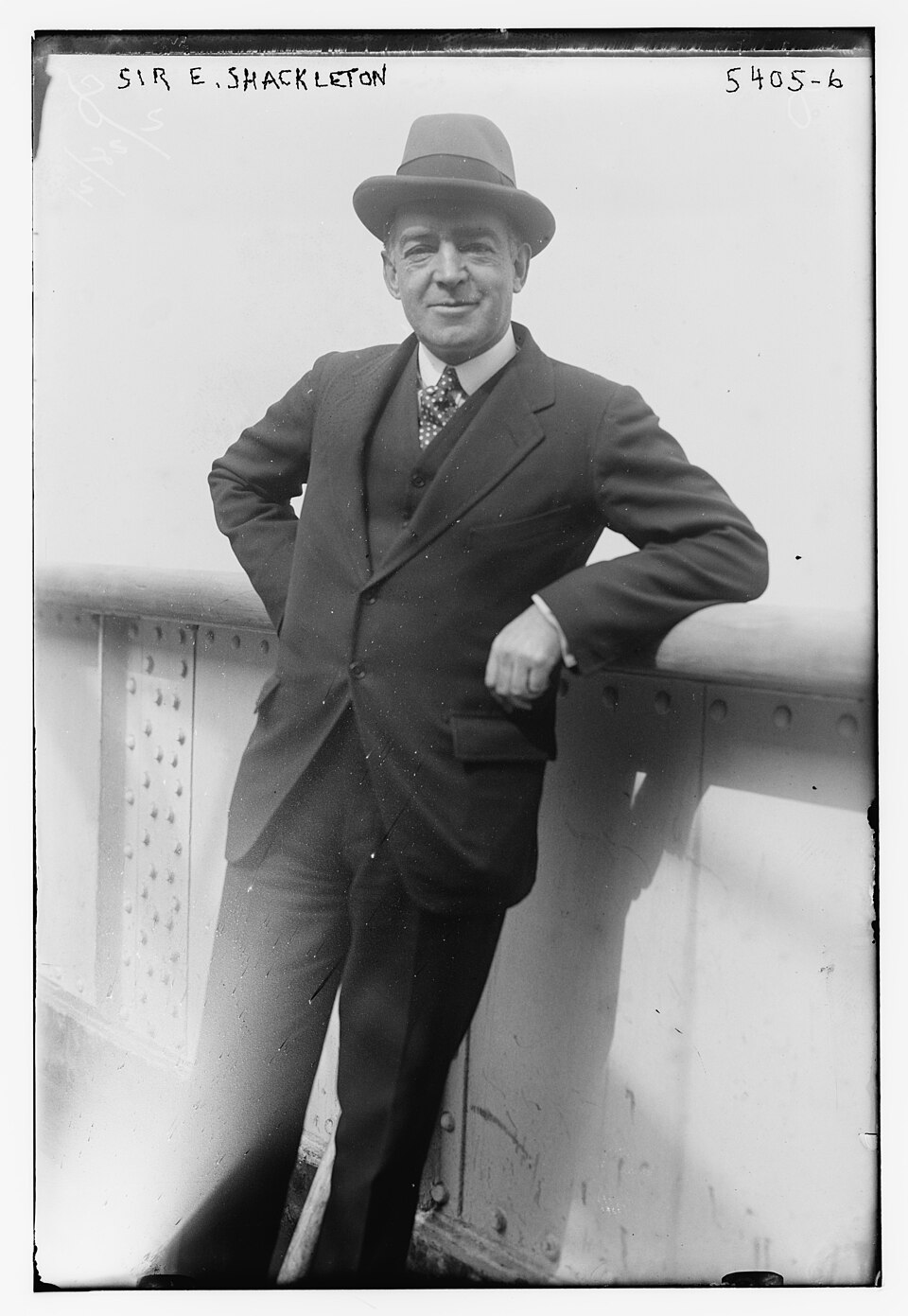 Ernest Shackleton in a heavy coat.