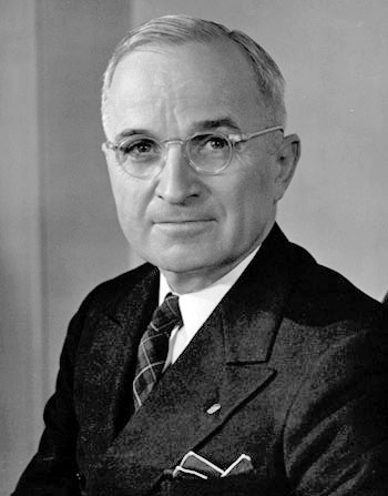 Harry S. Truman in a suit, around 1945.